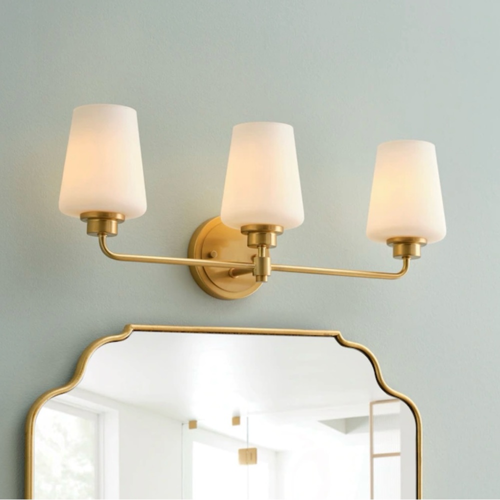 NWT Allen + roth Goldson 22.5-in- 3-Light Brushed  Vanity Light Bar